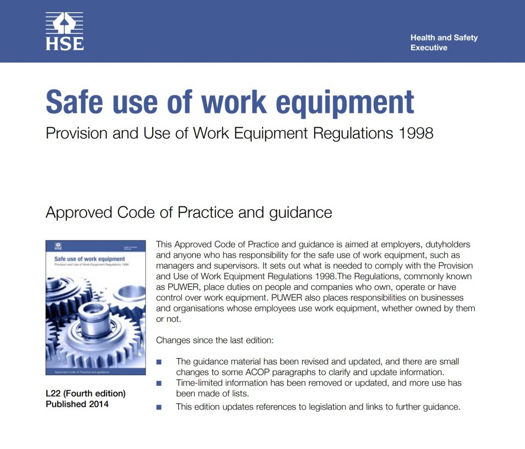 PUWER 1998 Thorough Examination and Inspection